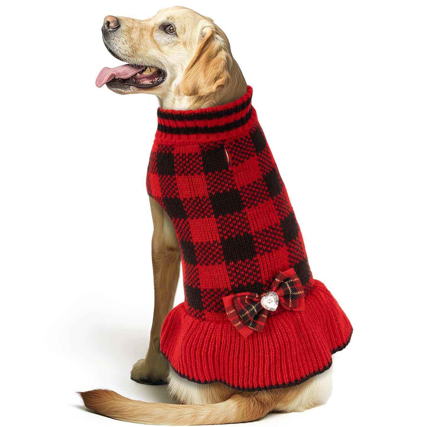 Red Palid Christmas Dog Sweater Dress