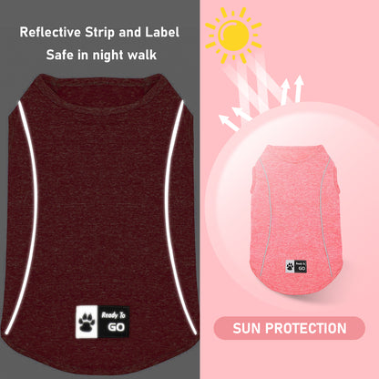 Dark heather reflective dog shirt, with reflective strip and small chest label