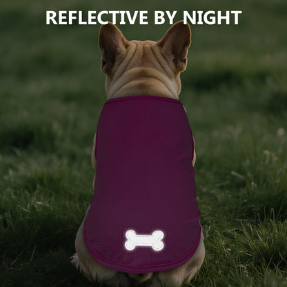 Dark purple breathable dog shirt with white bone emblem on the back