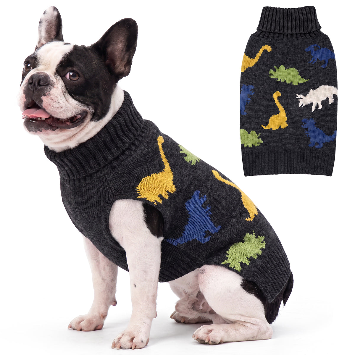Black Dinosaur Dog Pullover Sweater - gallery image 2