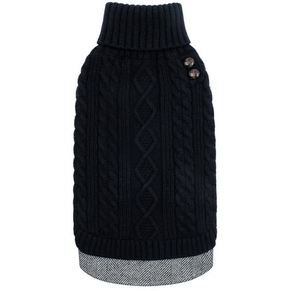 Black Turtleneck Dog Pullover Sweater - product flat lay