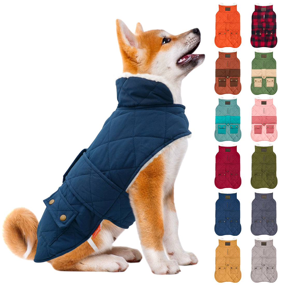 Blue Waterproof Lined Dog Coat - Blue coat gallery image 6