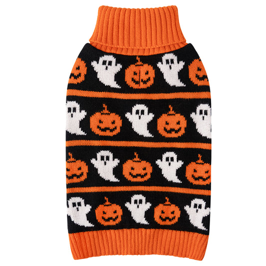 Orange Pumpkin Halloween Dog Sweater