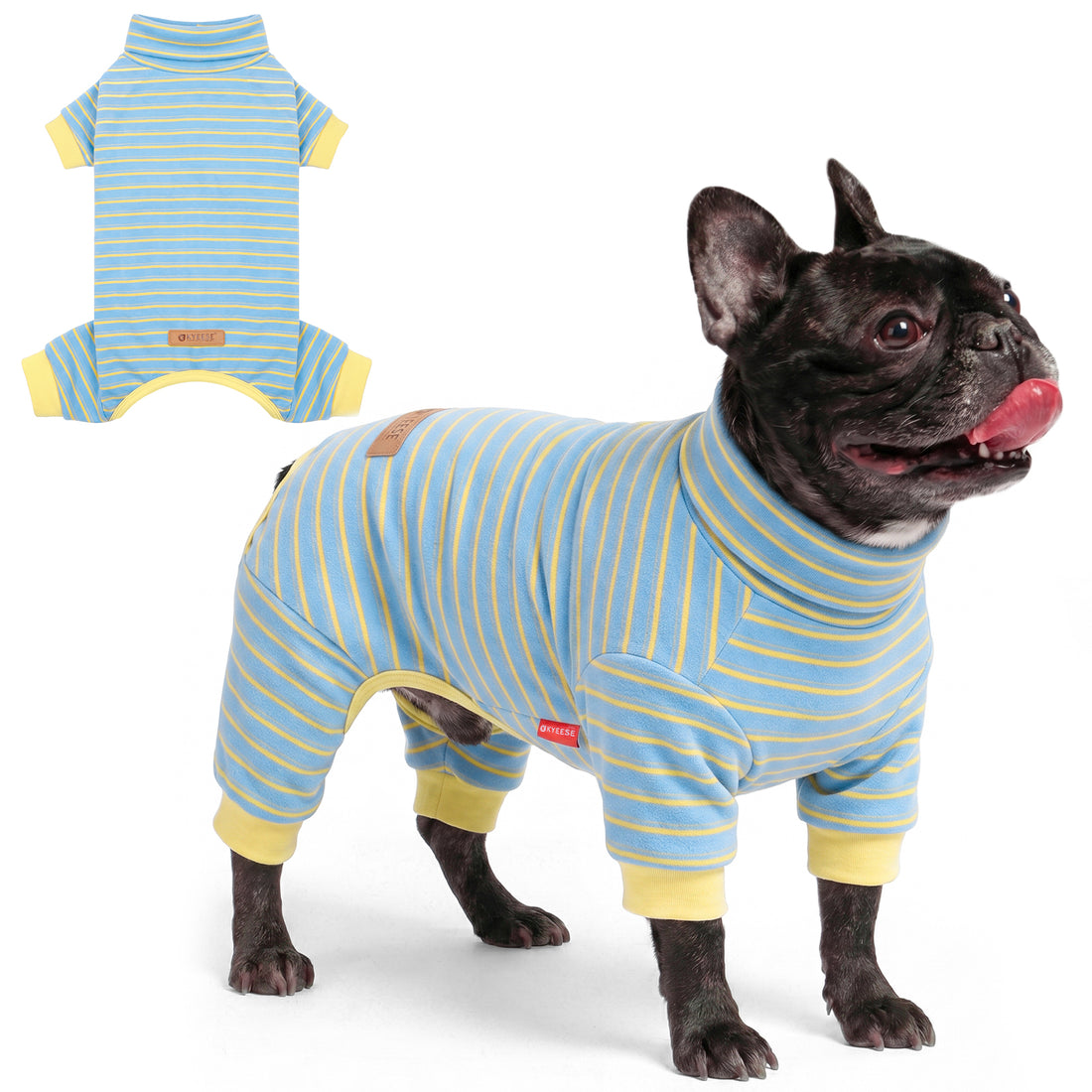 Light Blue Striped Dog Onesie Pajamas - gallery image 2