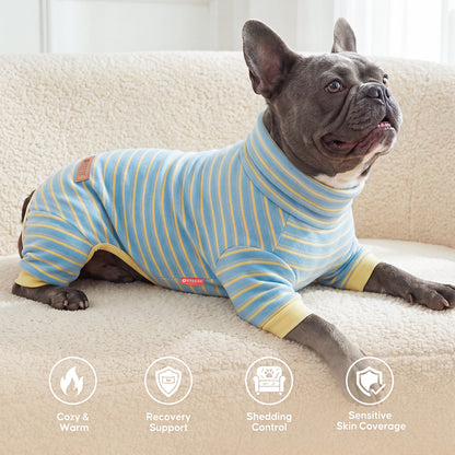 Light Blue Striped Dog Onesie Pajamas - gallery image 3