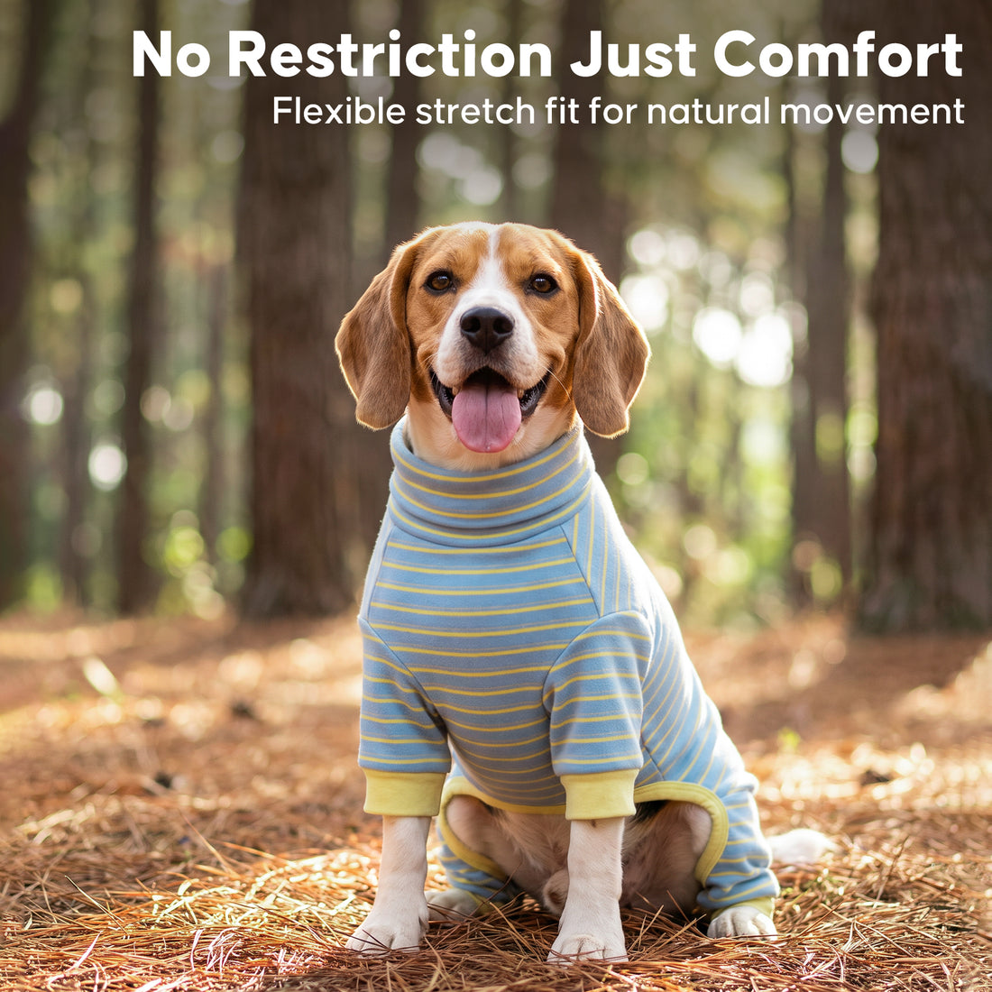 Light Blue Striped Dog Onesie Pajamas - gallery image 4