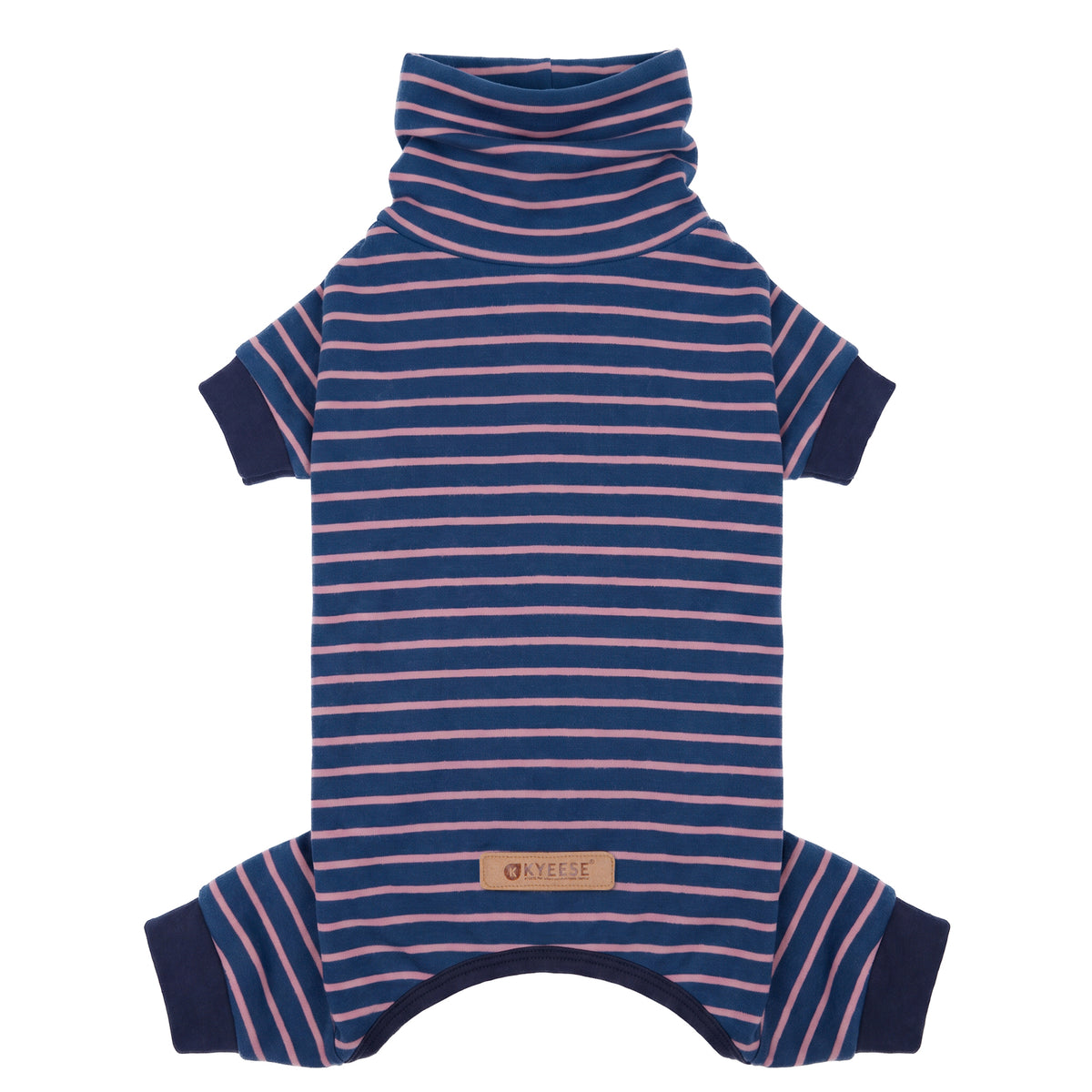 Navy Blue Striped Dog Onesie Pajamas - product flat lay