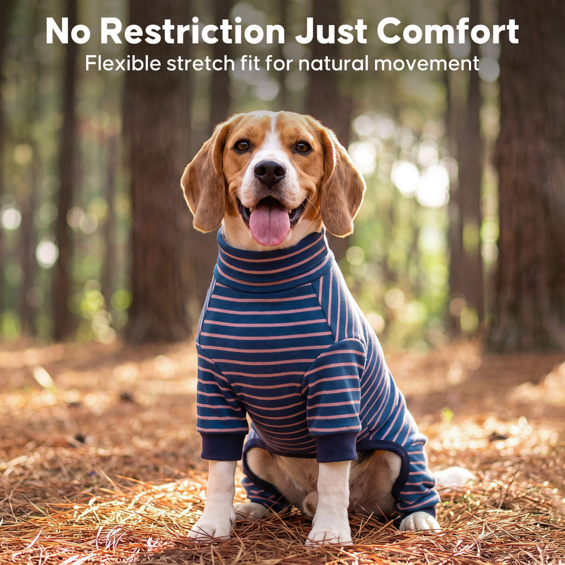 Navy Blue Striped Dog Onesie Pajamas - gallery image 7