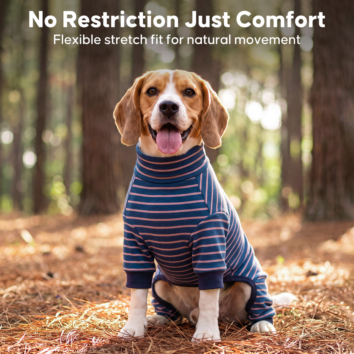 Navy Blue Striped Dog Onesie Pajamas - gallery image 7