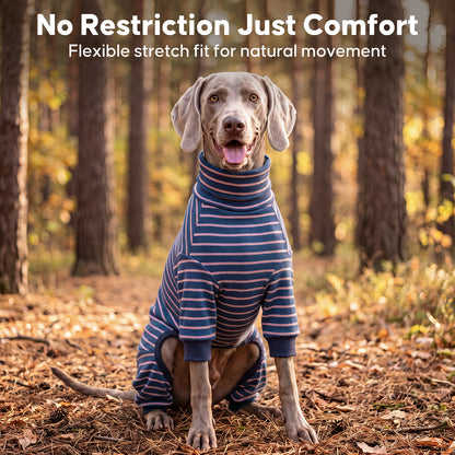 Navy Blue Striped Dog Onesie Pajamas - gallery image 8