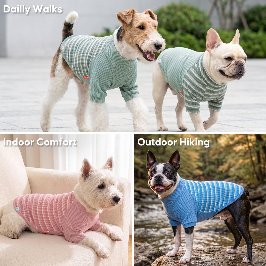 Raglan Sleeve Waffle Breathable Dog Shirt 2 Pack - gallery image 7