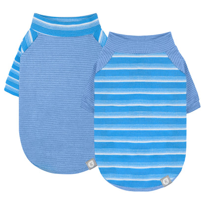Raglan Sleeve Waffle Breathable Dog Shirt 2 Pack - product flat lay