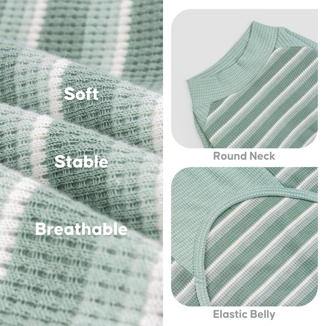 Green waffle raglan dog shirt 2 pack - waffle fabric, round neckline and elastic belly details