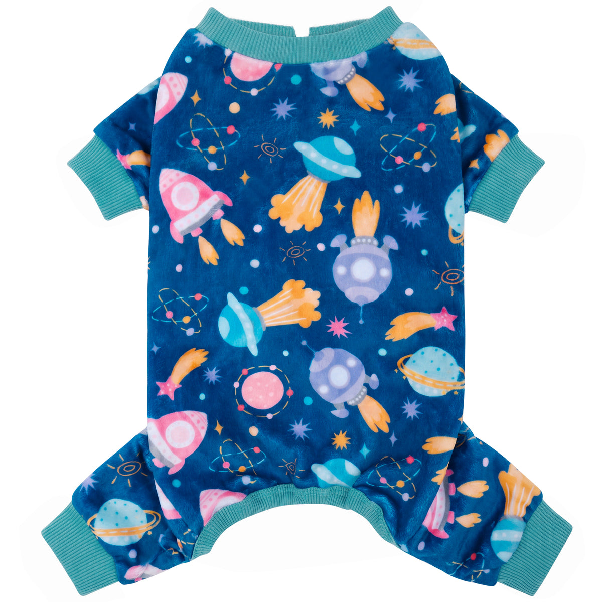 Spacecraft Dog Onesie Pajamas - product flat lay