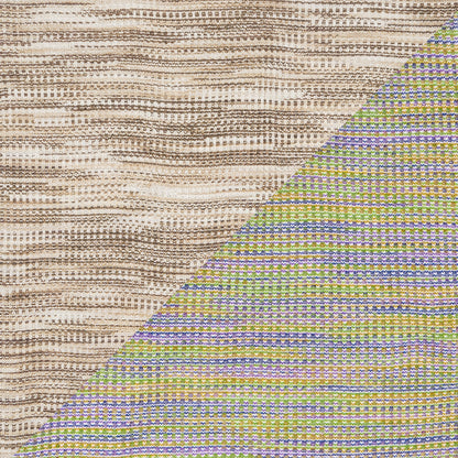 Close-up of beige and multicolor marled waffle knit fabric swatches